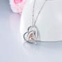LONAGO 925 Sterling Silver Lucky Double Horse Necklace I Love You Forever Love Heart Pendant Jewelry Gift for Women Mom