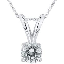 AGS Certified 1/4 Carat Round Diamond Solitaire Pendant in 14K White Gold (K-L Color, I2-I3 Clarity)