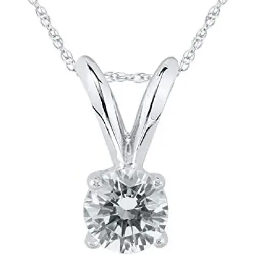AGS Certified 1/4 Carat Round Diamond Solitaire Pendant in 14K White Gold (K-L Color, I2-I3 Clarity) AGS Certified 1/4 Carat Round Diamond Solitaire Pendant in 14K White Gold (K-L Color, I2-I3 Clarity)