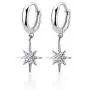 CZ Starburst Star Dangle Drop Earrings for Women Girls Sensitive Ear S925 Sterling Silver Hypoallergenic Sleeper Cuff Small Hoop Cartilage With Charm Crystal Dangling Gifts for Best Friend Birthday