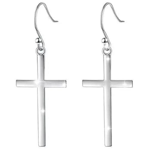 S925 Sterling Silver Jewelry Classic Cross Hoop Dangle Stud Earrings S925 Sterling Silver Jewelry Classic Cross Hoop Dangle Stud Earrings