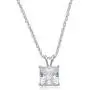 Jewelili 10kt Gold 6mm Princess Cut Swarovski Zirconia Solitaire Pendant Necklace (1 cttw), 18” Gold Filled Chain