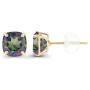 Solid 14K Gold or 14K Gold Plated Sterling Silver 6mm Cushion Cut Genuine Birthstone Stud Earrings For Women | Hypoallergenic Studs | Natural or Created Gemstone Stud Earrings For Women and Girls