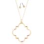 Bohemian Geometric Pendant Long Necklace - Boho Metallic Charm Layering Chain Moroccan Clover Quatrefoil/Floral Filigree/Tassel/Bar/Disc Hoop