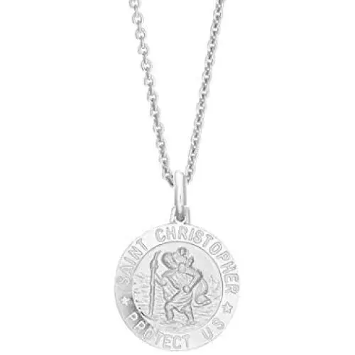 Ritastephens Italian Sterling Silver or Gold Tone Round Saint St Christopher Medal Charm Pendant Necklace (Varying Sizes) Ritastephens Italian Sterling Silver or Gold Tone Round Saint St Christopher Medal Charm Pendant Necklace (Varying Sizes)