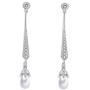 Scarlvambo Womens Simulated Pearl Cubic Zirconia Chandelier Pierced Dangle Bride Earrings