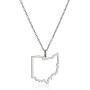 Rhodium Plated 925 Sterling Silver State Outline Pendant Necklace With 18'' Cable Chain