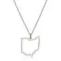 Rhodium Plated 925 Sterling Silver State Outline Pendant Necklace With 18'' Cable Chain Rhodium Plated 925 Sterling Silver State Outline Pendant Necklace With 18'' Cable Chain