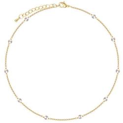 Cowlyn Pearl Choker Dainty Adjustable Necklace 18K Gold Plated Cultured Barque Pearl Tiny Chain Delicate Christmas Valentine Jewelry for Women Girls