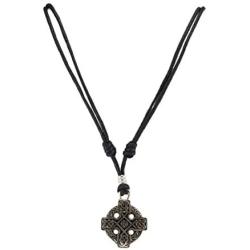 BlueRica Celtic Cross Pendant on Adjustable Cord Necklace (Old Silver)