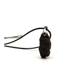 Wydmire 100% Natural Black Tektite Stone Necklace Amulet Pendant Obsidian Healing Faith Gift Stone for Boyfriend Girlfriend