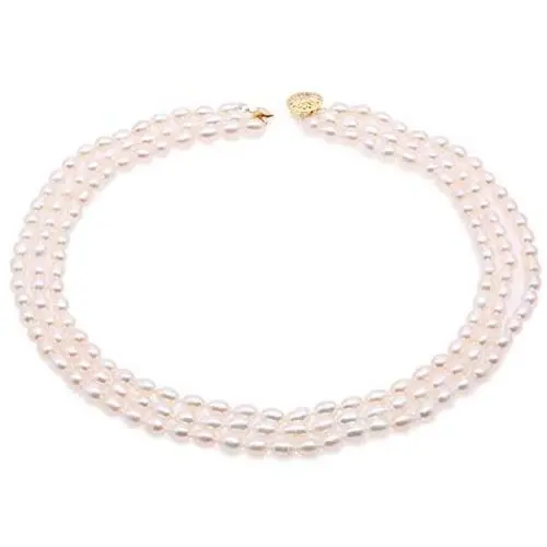 JYX JEWELRY 3 Strands Pearl Necklace Classic 5-5.5mm Triple Strand Oval White Pearl Choker Necklace for Women JYX JEWELRY 3 Strands Pearl Necklace Classic 5-5.5mm Triple Strand Oval White Pearl Choker Necklace for Women