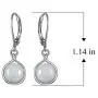 .925 Sterling Silver Genuine Green Jade Bezel Set Round Leverback 1-1/8'' Drop Earrings