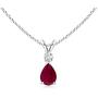 July Birthstone - Ruby Teardrop Pendant Necklace with Diamond (6x4mm Ruby)