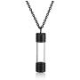 Zysta Engraving Acrylic Clear Tube Cremation Necklace Personalized Ash Urn Cylinder Container Vial Bottle Pendant Necklaces Customized Memorial Keepsake Vial Locket Stainless Steel 24 inches Chain