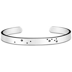 Joycuff Zodiac Bracelet Personalized Birthday Gifts for Girls Women Constellation Jewelry Horoscope Engraved Cuff Bangle