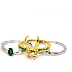 Thor Loki Gold-Plated 3 pcs/set Ring 925 sterling silver Men Women Jewelry Gifts US Size 5 6 7 8 9 10 11 12#