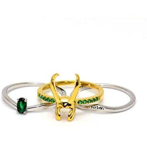 Thor Loki Gold-Plated 3 pcs/set Ring 925 sterling silver Men Women Jewelry Gifts US Size 5 6 7 8 9 10 11 12#