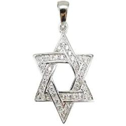 DTJEWELS 0.40 Ct D/VVS1 Diamond Beautiful Star Of David Shape Pendant Necklace 14k White Gold Finish Valentine Day Gift