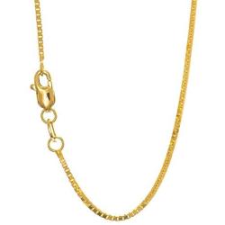 JewelStop 10k Solid Gold Yellow White Or Rose 1mm Box Chain Necklace - 16 18 20 22 24 30