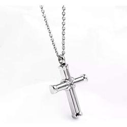 BAIYIDE Stainless Steel Cross Memorial Cremation Jewelry for Ashes Urn Pendant Necklace Keepsake Jewelry for Women & Men