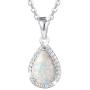 FANCIME October Birthstone Sterling Silver Created Opal Necklace Earrings Stud Hoop Dangle Cubic Zirconia CZ Fire Opal Halo Teardrop Pendant Fine Jewelry Gifts for Women Girls