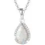 FANCIME October Birthstone Sterling Silver Created Opal Necklace Earrings Stud Hoop Dangle Cubic Zirconia CZ Fire Opal Halo Teardrop Pendant Fine Jewelry Gifts for Women Girls