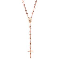 JOYT Jewelry New Catholic 6mm Beads Sterling Rose Gold Plated Long Rosary Necklace