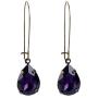 EVER FAITH Austrian Crystal Vintage Style Teardrop Hook Dangle Earrings Dark Purple Antique Gold-Tone