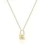 Turandoss Gold Initial Lock Necklaces for Women, 14K Gold Plated Dainty Personalized Initial CZ Letter Padlock Pendant Gold Lock Necklaces for Women Girls Trendy Jewelry Gifts