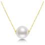 18K Gold White Pearl Pendant Necklace 9.5-10mm Freshwater Cultured Single Pearl Necklace Gifts for Women Wife Mom Girls Valentines Day - White Gold/Yellow Gold