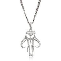 Star Wars Jewelry Mandalorian Cut Out 925 Sterling Silver Mens Pendant Necklace