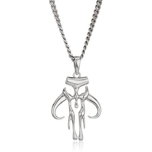 Star Wars Jewelry Mandalorian Cut Out 925 Sterling Silver Mens Pendant Necklace