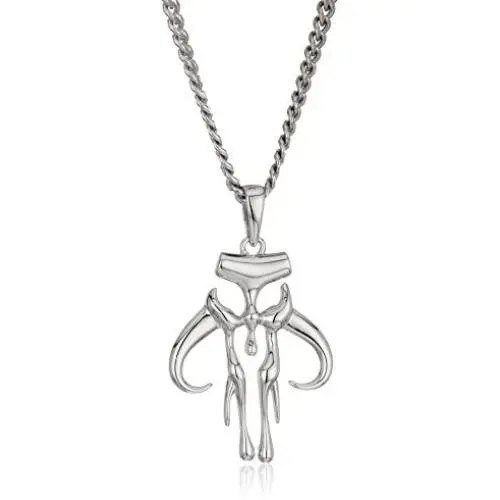 Star Wars Jewelry Mandalorian Cut Out 925 Sterling Silver Mens Pendant Necklace