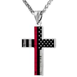 CTWUVS ADPR American Flag Patriotic Cross Pendant Necklace Religious Jewelry for Men