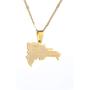 Yidan Stainless Steel The Dominican Republic Map Pendant Necklace for Women Trendy Jewelry Map of Dominican