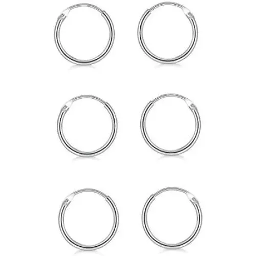 GULICX Silver Hoop Earrings for Women, 3 Pairs 925 Sterling Silver Gold Hoop Earrings Set for Girls, Hypoallergenic Small Sleeper Cartilage Hoops Rings, Thickness 1.2 mm, Diameter 8mm.10mm.12 mm