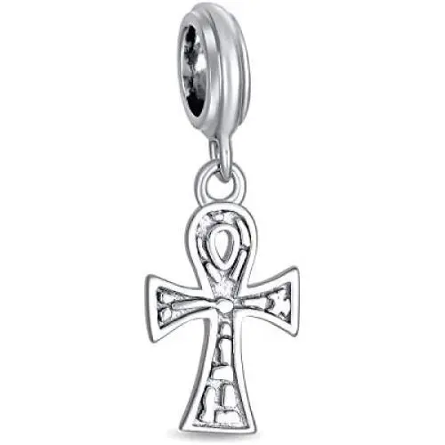 Religious Key Of Life Egyptian Ankh Cross Dangle Charm Bead For Women Teen Oxidized .925 Sterling Silver Fits European Bracelet Religious Key Of Life Egyptian Ankh Cross Dangle Charm Bead For Women Teen Oxidized .925 Sterling Silver Fits European Bracelet