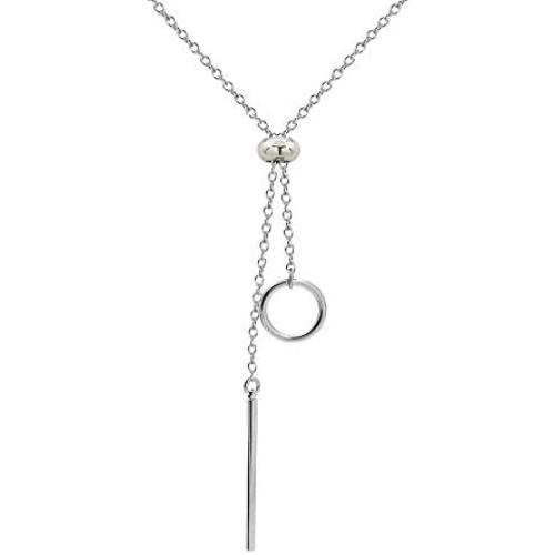 YOUCANDOIT2 Geometric Style Circle Cylindrical Stick Bar Dangle Earrings Necklace Sets for Women Teen Girls Minimalist Jewelry Lovers, Hypoallergenic/Never Fade