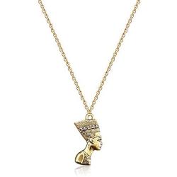 YOOE Egyptian Pharaoh King Queen Pendant Necklace,Punk 14K Gold Nefertiti Pharaoh Africa Women Girls Jewelry