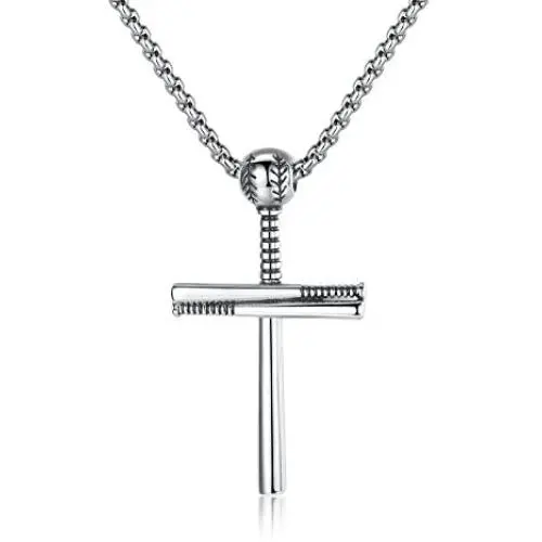 STai Stainless Steel Baseball Pendant Necklace, Sports Fashion Jewelry for Men Women, 22-24 Inches Chain STai Stainless Steel Baseball Pendant Necklace, Sports Fashion Jewelry for Men Women, 22-24 Inches Chain