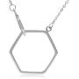 Silvershake 925 Sterling Silver Hexagon Geometric Minimalist Pendant with 16 to 18 Inch Chain Necklace