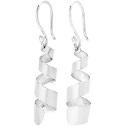 Pepe Dominguez 925 Sterling Silver Ribbon Falling in a Spiral Drop Earrings