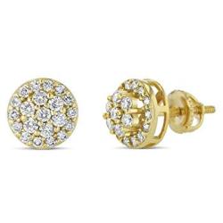Mens Ladies 14K Gold Over Silver Lab Diamond Earrings Screw Back Studs Iced Out aretes para hombre - Mens Earrings, Screw Back, Mens Jewelry, Hip hop Earring