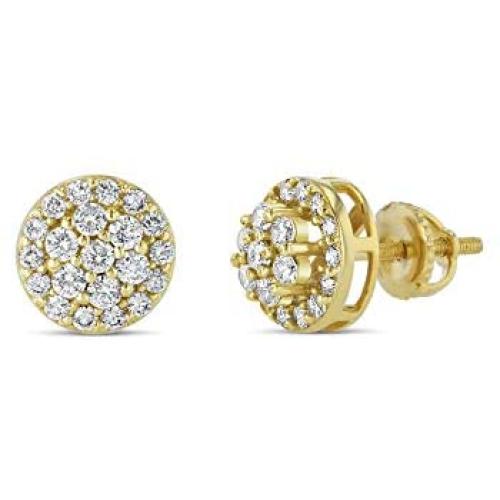 Mens Ladies 14K Gold Over Silver Lab Diamond Earrings Screw Back Studs Iced Out aretes para hombre - Mens Earrings, Screw Back, Mens Jewelry, Hip hop Earring