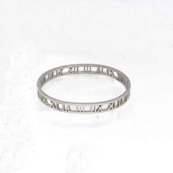 Baoliren Stainless Steel Hollow Out Roman Numerals Bracelet Bangle for Lady