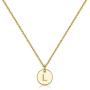 Disc Initial Necklaces for Women Girls, 14K Gold Filled Round Disc Double Side Engraved Hammered Initial Necklace Adjustable Personalized Alphabet Letter Pendant for Women Girls Jewelry Gifts