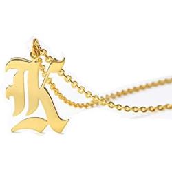Old English Font Initial Necklace Monogram Novelty Personalized Alphabet Letter Pendant Necklace Birthday Gift