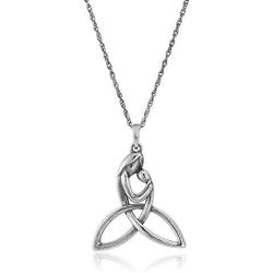 Oxidized 925 Sterling Silver Celtic Knot Cross, Shamrock Clover, Tinity Heart, Turtle, Angel and Mom Pendant Necklace, 18''