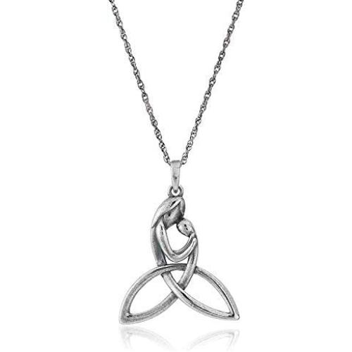 Oxidized 925 Sterling Silver Celtic Knot Cross, Shamrock Clover, Tinity Heart, Turtle, Angel and Mom Pendant Necklace, 18''